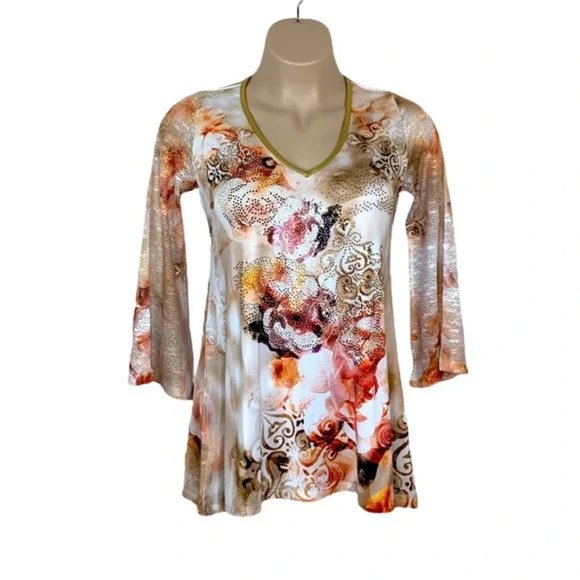 NWT BOHO CHIC TUNIC STUDDED ACCENTS - Picture 1 of 12